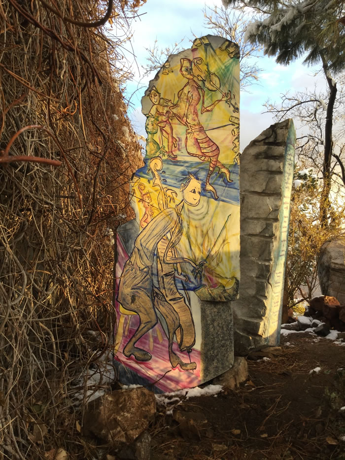 Standing marble block