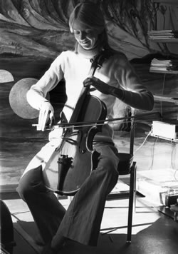 Anne playing vertical viola