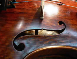 Violin with sound post